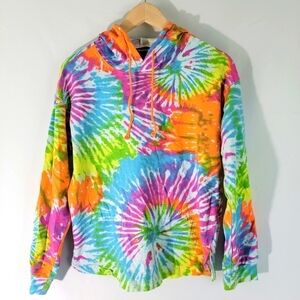 Modcloth Day Tripper Tye Die Hooded Sweatshirt Unisex Sz M Longsleeve Drawstring